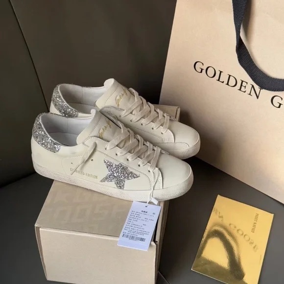 Golden Goose Shoes - Golden Goose Women's Cream Sneakers with Silver Accents